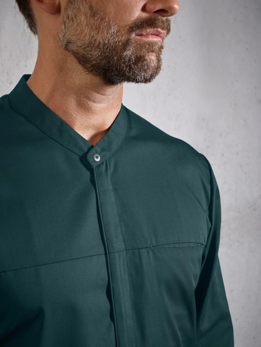 Jobeline Raphael Men's Chef Jacket, Long-Sleeved Service Jacket, Polyester-Cotton Piqué, Breathable Back, Petrol Green, Size 56