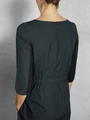 Jobeline Pippa Women's Professional Dress, Size 40, Cotton-Polyester Blend, Straight Cut with Midi A-line Skirt, 3/4 Sleeves, Adjustable Waist, Black