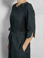 Jobeline Pippa Women's Professional Dress, Size 40, Cotton-Polyester Blend, Straight Cut with Midi A-line Skirt, 3/4 Sleeves, Adjustable Waist, Black
