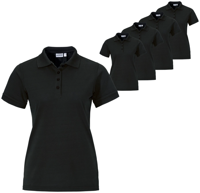 Tricou Polo Pulsiva Sunny pentru femei, Set de 5 piese, Maneca Scurta din Pique 65% Poliester 35% Bumbac, 200 g/m², Imbrimaminte Servicii si Asistenta