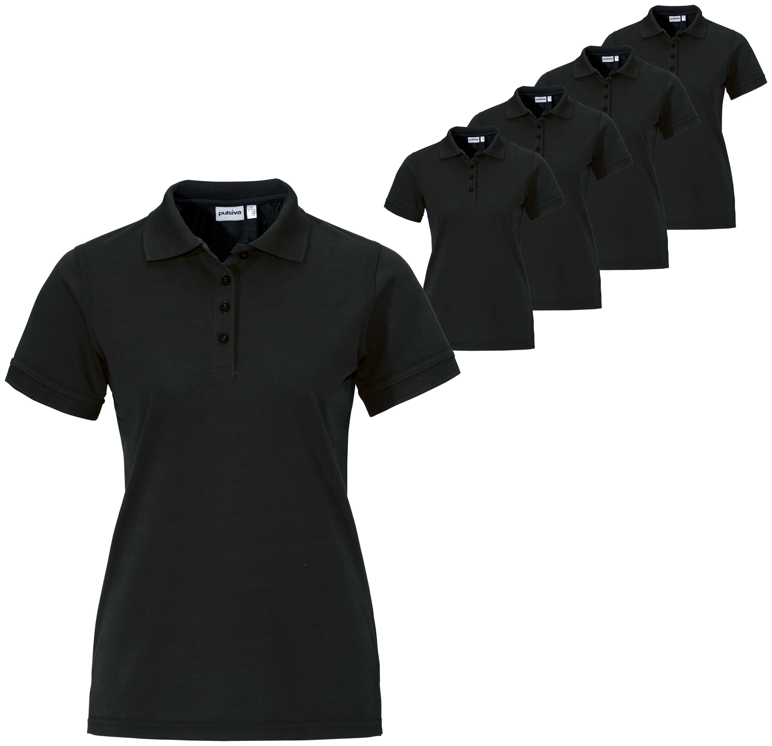 Set de 5 piese Polo Pulsiva Sunny pentru femei, amestec Pique 65% poliester 35% bumbac, 200 g/m², echipament de lucru pentru servicii și hotel