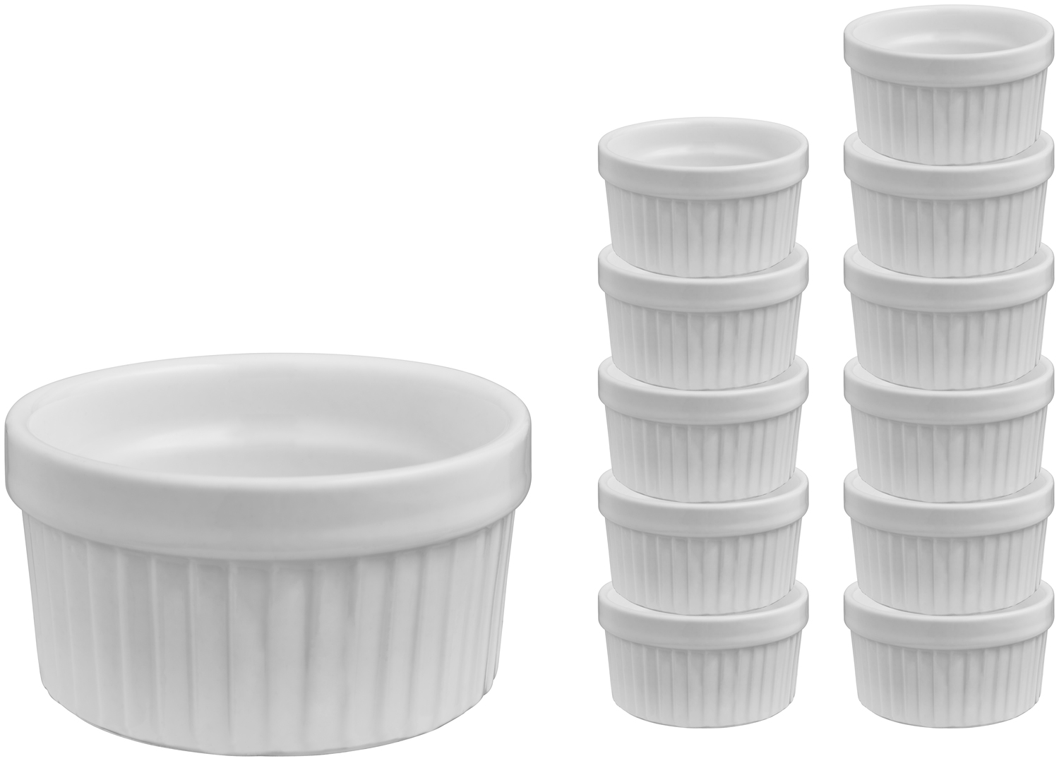Boluri pentru Ragout Fin VEGA Siga, Porțelan Alb cu Relief, Capacitate 90ml, Rezistente la Cuptor si Microunde, Set de 12 piese