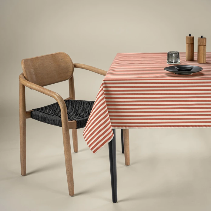 LUSINI Valiano Outdoor Rectangular Tablecloth, 130x170 cm, Red/White Striped, Stain-Resistant Acrylic Coated Blended Fabric, UV Resistant, OEKO-TEX