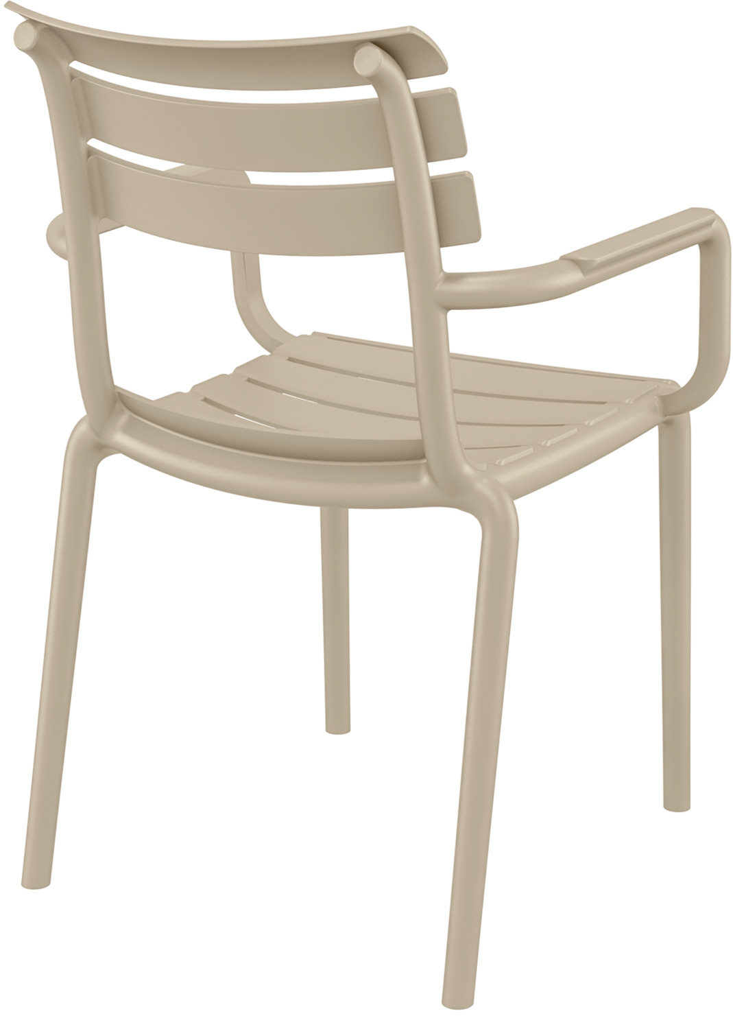 Siesta ISILPLAST PLASTIK SAN.VE TIC.A.S. Chair Helen with armrests Stuhl Helen mit Armlehne Chair Helen with armrests; 58x59x84 cm (WxDxH); taupe; 4 piece / pack Stuhl Helen mit Armlehne; 58x59x84 cm (BxTxH); taupe; 4 Stück / Pack Modern outdoor chair made of fiberglass-reinforced, recyclable polypropylene. Extremely lightweight and robust. Up to five chairs can be stacked. Order the matching chair without armrests at the same time. Suitable for outdoor use. Delivered assembled. Moderner Outdoorstuhl aus glasfaserverstärktem, recyclebarem Polypropylen. Besonders leicht und robust. Bis zu fünf Stühle stapelbar. Passenden Stuhl ohne Armlehne gleich mitbestellen. Für den Außenbereich geeignet. Lieferung erfolgt montiert.