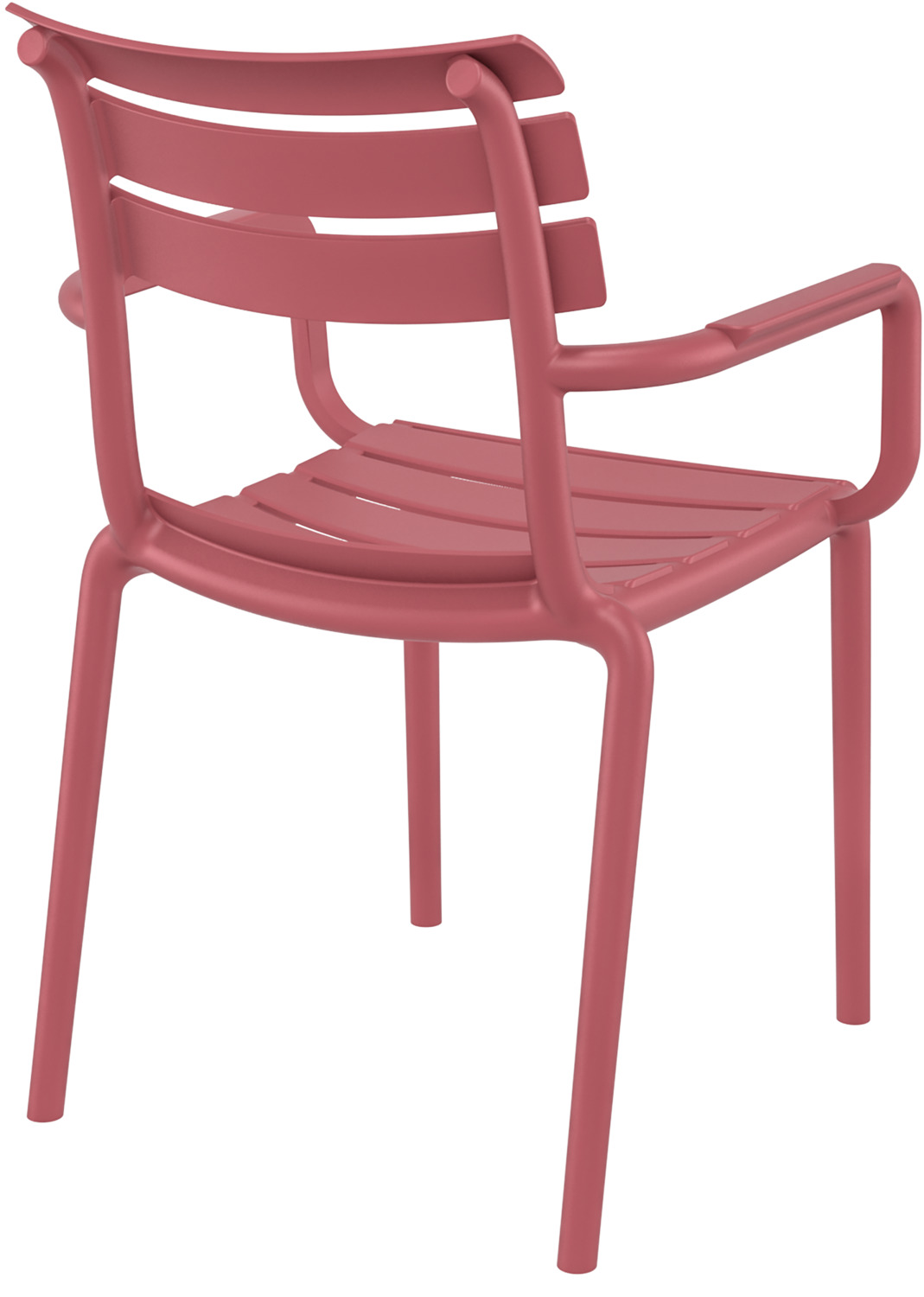 Siesta Helen Outdoor Chair with Armrests, Fiberglass-reinforced Polypropylene, UV Resistant, Stackable, Marsala Red, Set of 4