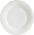 Bonna Marlena Flat Plate Set, 12 pieces, White Hard Porcelain, Textured Relief Rim, Impact and Edge Resistant, Dishwasher and Microwave Safe, Stackable