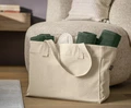 Geanta de Wellness si Plaja LUSINI Pula, Bumbac 100% Canvas 450 g/m², 50x35x20 cm, Bej, cu Buzunar Interior cu Fermoar si Curele de Umar