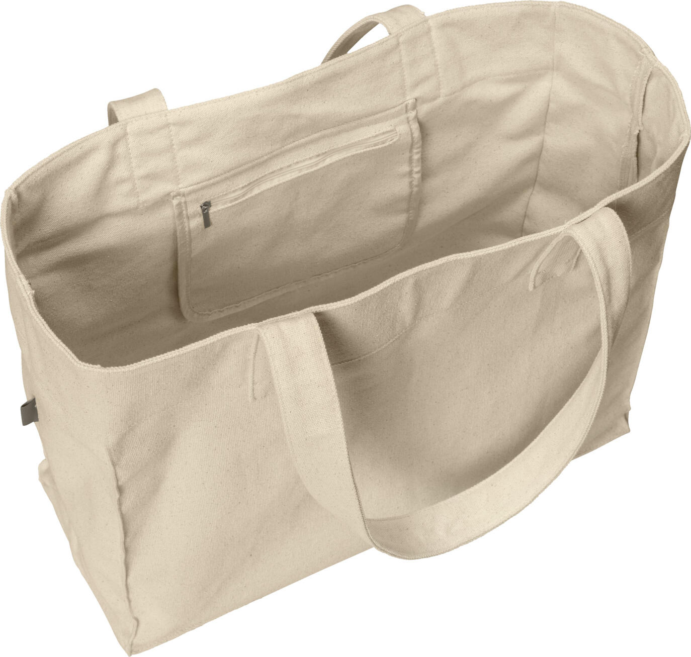 Geanta de Wellness si Plaja LUSINI Pula, Bumbac 100% Canvas 450 g/m², 50x35x20 cm, Bej, cu Buzunar Interior cu Fermoar si Curele de Umar