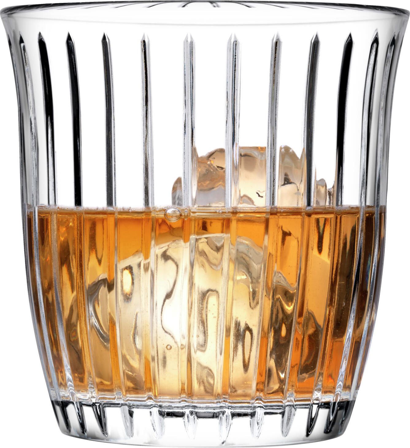 Pasabahce Joy Whisky Glass 360ml Transparent Glass with Vertical Grooved Design, Flame Finished, Dishwasher Safe, 9.6cm Height