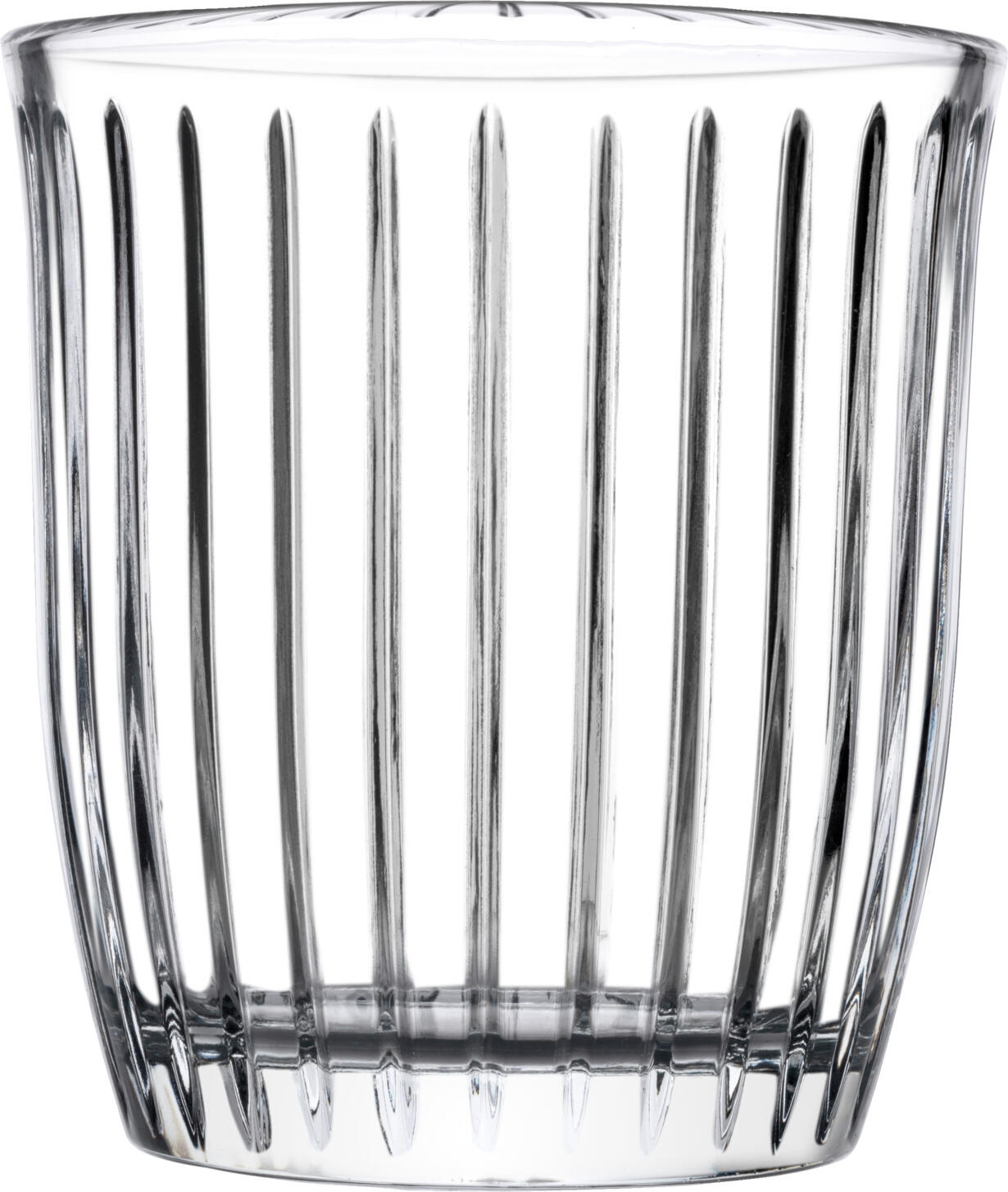 Set de 4 pahare pentru whisky Pasabahce Joy, 280 ml, sticla transparenta cu structura canelata antiderapanta, rezistente la spalat in masina