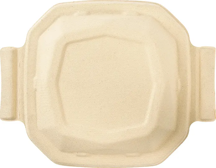 Duni Sugar Cane Lid Eco V, Biodegradable Bagasse Disposable Lids, 24.4 x 19.2 x 3.2 cm, Square, Brown, Microwaveable, Set of 50 Pieces