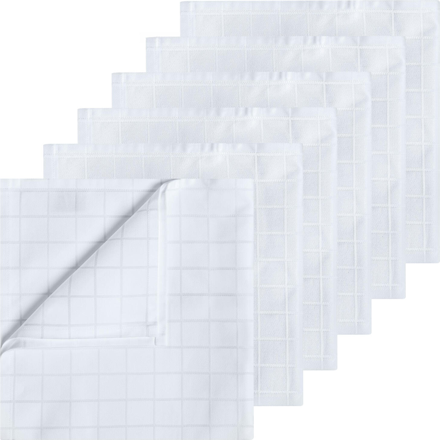 LUSINI Avella Textile Napkins, 100% Mercerised Cotton Damask Check, 50x50 cm, Boil-Resistant and Easy-Care, Set of 6 Pieces