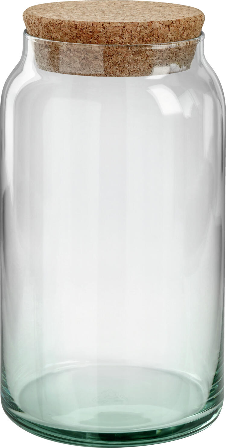 Borcan de Sticla Pasabahce Kitchen Slim cu Capac de Pluta, Volum 1L, Inaltime 23.3 cm, Sticla Reciclata Transparenta, 1 Bucata