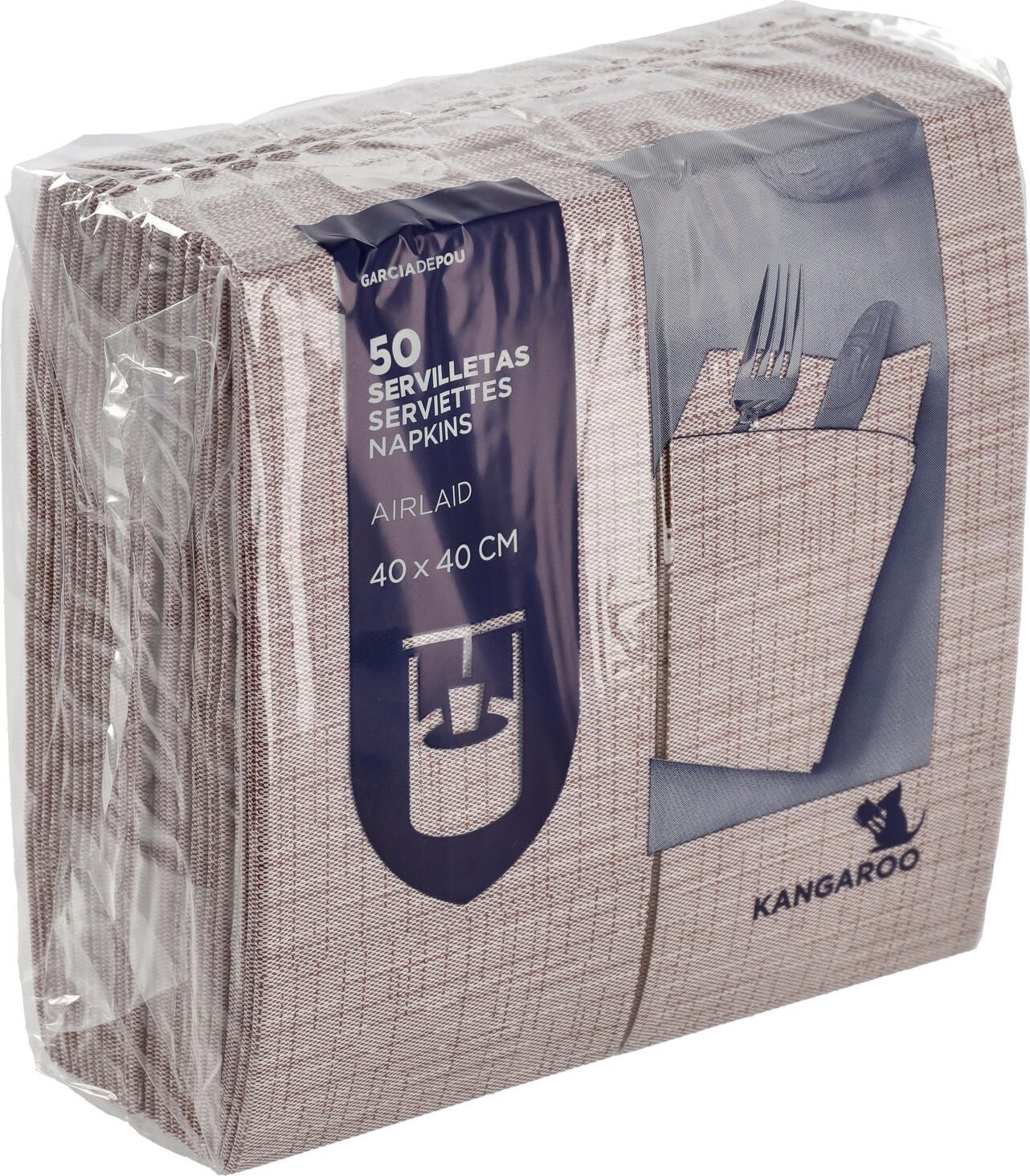 Șervețel și Buzunar pentru Tacuri de Unică Folosință Garcia De Pou Cotto, Bordeaux, Fleece din Fibre Sintetice Airlaid 55 g/m², Sigur pentru Alimente, Set de 50 piese