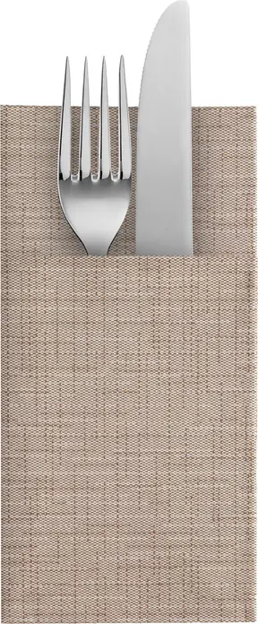 Garcia De Pou Cotto Disposable Cutlery Bag and Napkin, Brown, Airlaid Synthetic Fibre Fleece 55 g/m², Food-Safe, 10x20 cm Folded, Pack of 50 pieces