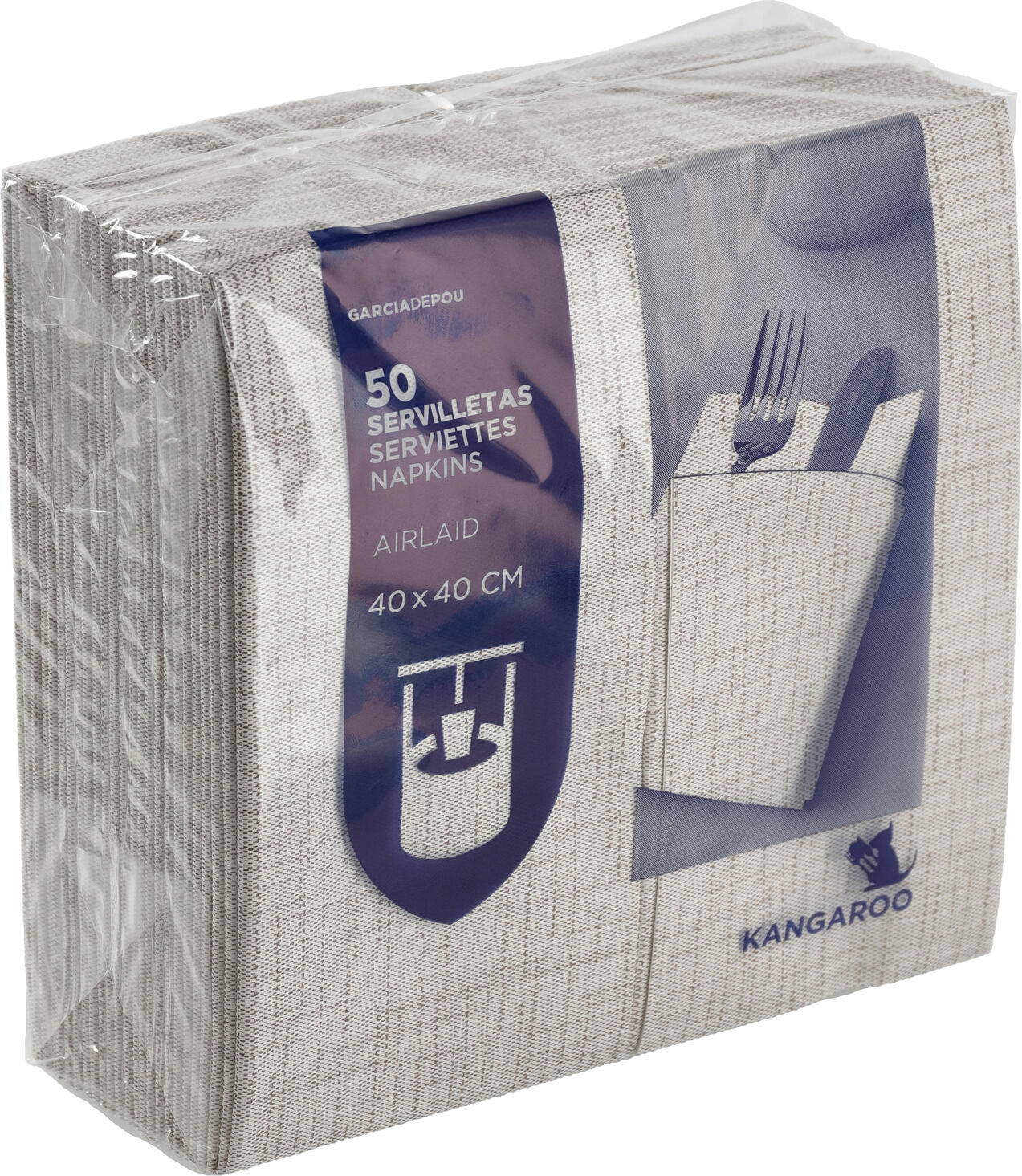 Garcia De Pou Cotto Disposable Cutlery Bag and Napkin, Brown, Airlaid Synthetic Fibre Fleece 55 g/m², Food-Safe, 10x20 cm Folded, Pack of 50 pieces
