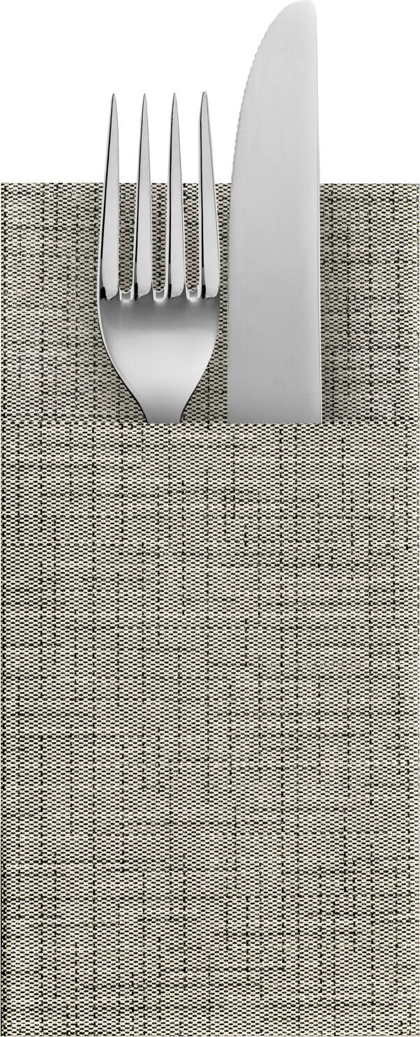Garcia De Pou Cotto Disposable Cutlery Bag and Napkin, Anthracite, Airlaid Synthetic Fibre Fleece 55 g/m², Food-Safe, 10x20 cm Folded, Pack of 50 pieces