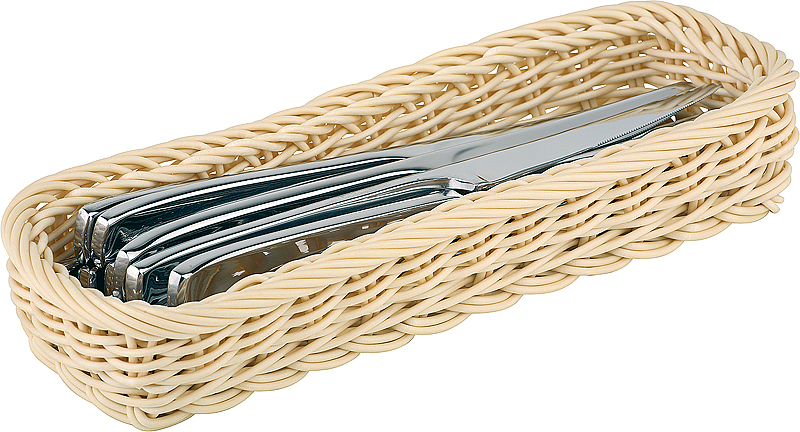 APS Assheuer + Pott GmbH & Co. KG Cutlery basket Besteck-Korb Economic rechteckig Cutlery basket; 27x10x5 cm (LxWxH); beige Besteck-Korb Economic rechteckig; 27x10x5 cm (LxBxH); beige Handmade. The cutlery basket Economic from APS is a nice basket woven by hand. Available in beige and black. Der Besteckkorb ECONOMIC eignet sich ideal zum Bereitstellen, Sortieren und Präsentieren von Besteck in Gastronomie, Hotellerie, Buffetbereich, Kantine und im privaten Gebrauch. Die robuste Ausführung aus Polypropylen ist besonders alltagstauglich und unterstützt eine hygienische sowie übersichtliche Organisation am Buffet oder auf dem gedeckten Tisch. * Material: Polypropylen * Für Besteck geeignet * Bruchsicher * Spülmaschinengeeignet