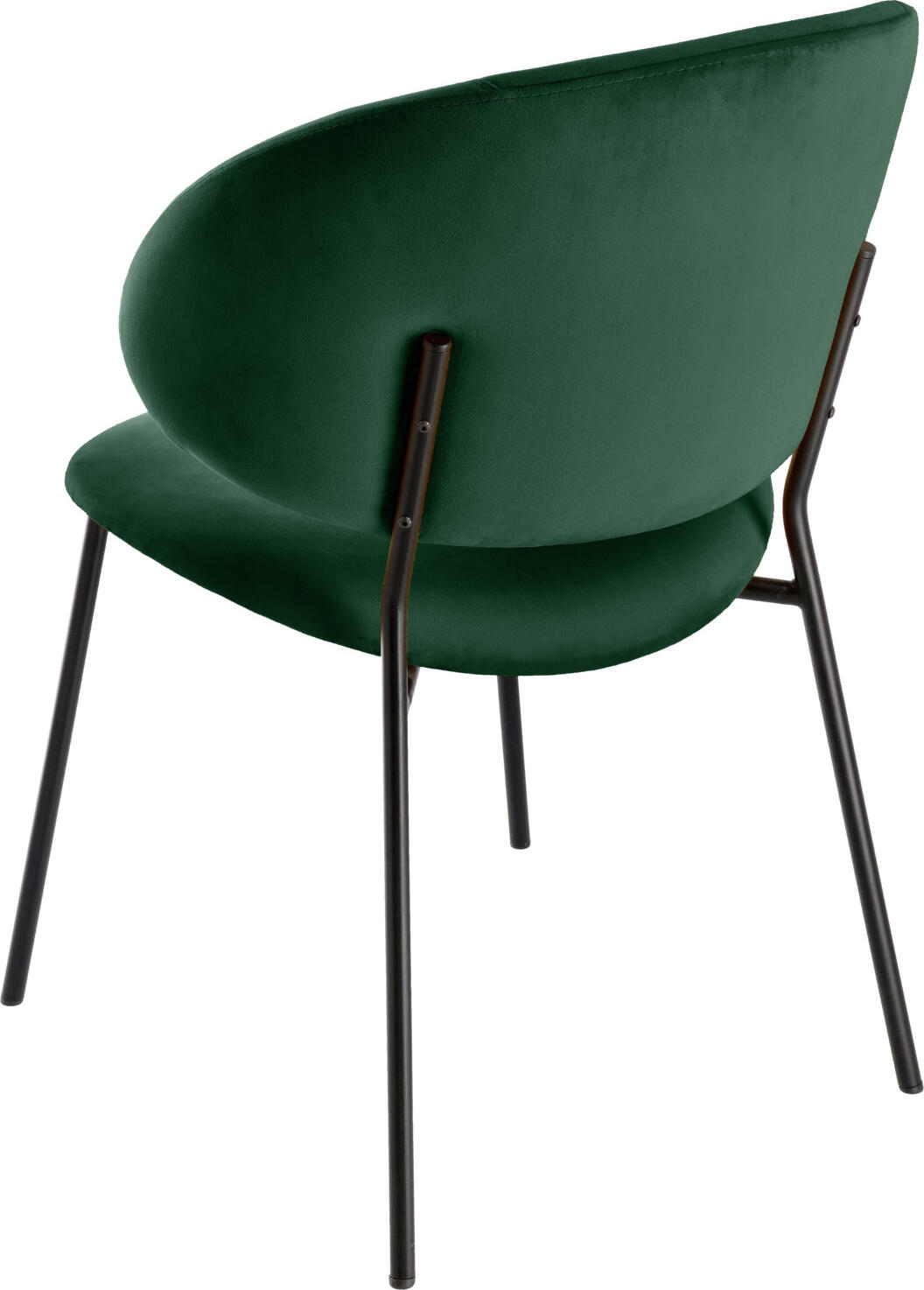 Scaun tapitat VEGA Lindo, catifea din poliester verde-brad, cadru din otel vopsit electrostatic negru, ergonomic, ignifug, 55x65x85 cm