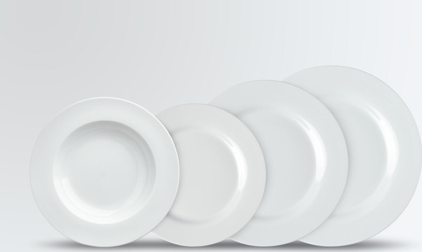 Set de 4 piese farfurii din porțelan Pulsiva Eco, culoare albă, stivuibile, rezistente la mașina de spălat vase și cuptor cu microunde
