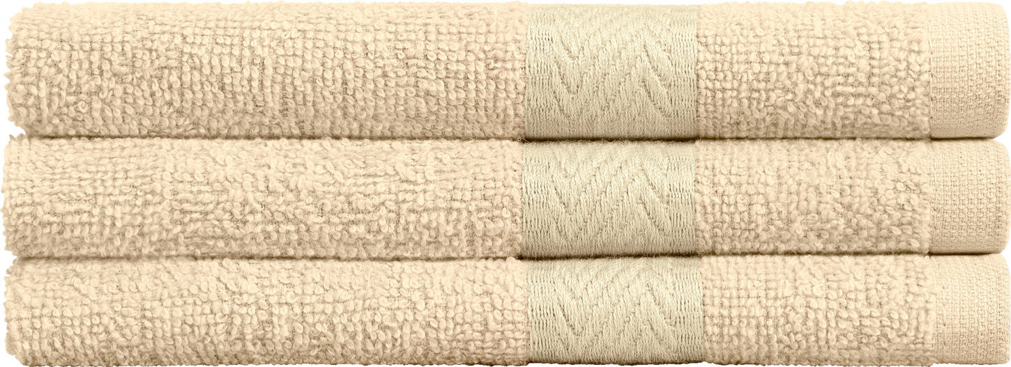 ERWIN M. Bermuda 2.0 Washcloth Set of 5, 100% Cotton Terry Towelling, 30x30 cm, Beige, with Hanging Loop and Double Seams, OEKO-TEX Standard 100