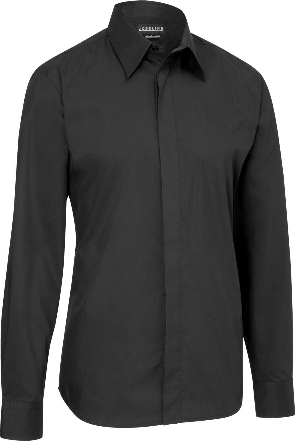 Jobeline Noah Men's Long Sleeve Work Shirt, Cotton-Polyester Stretch Blend, Regular Fit, Kent Collar, Concealed Placket, Easy-Iron, Black