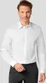 Jobeline Noah Men's Long Sleeve Shirt, White, 67% Cotton 33% Polyester, Kent Collar, Concealed Placket, Extra-Long Back, OEKO-TEX Standard 100