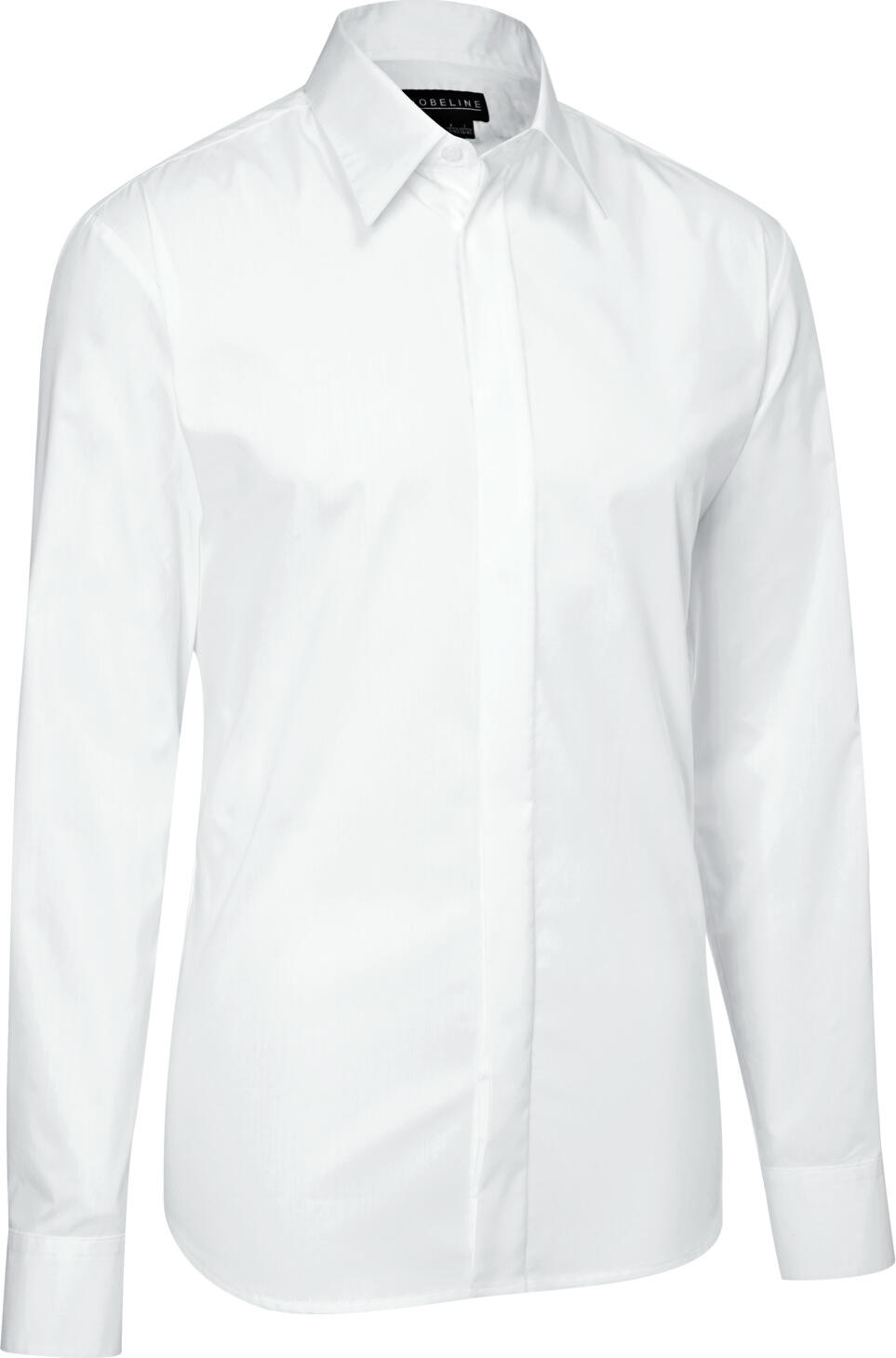 Jobeline Noah Men's Long Sleeve Shirt, White, 67% Cotton 33% Polyester, Kent Collar, Concealed Placket, Extra-Long Back, OEKO-TEX Standard 100