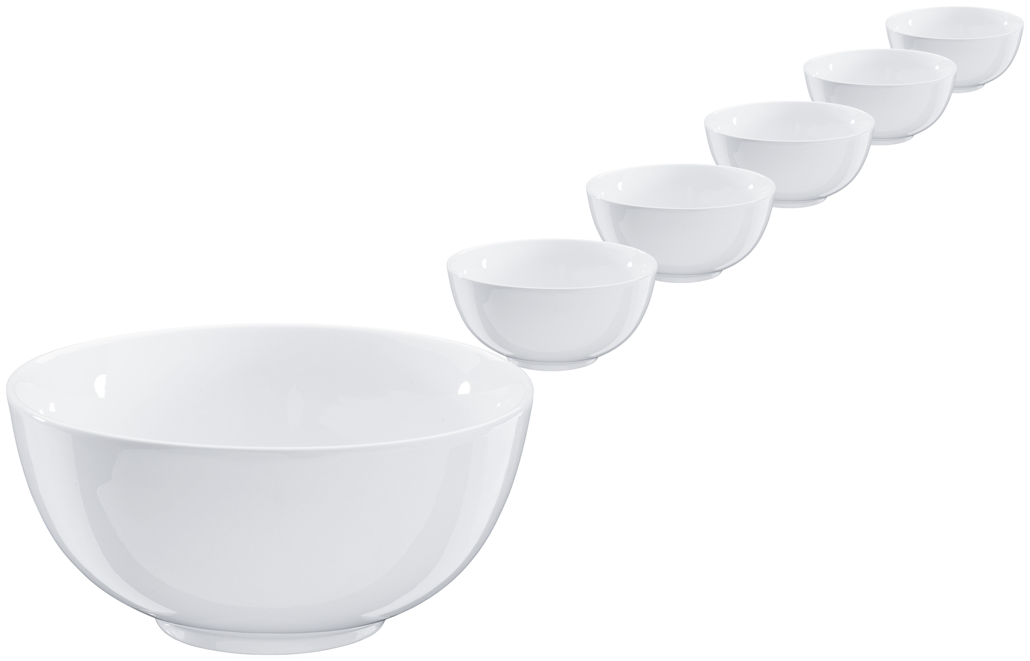 PULSIVA LUSINI Pola Porcelain Bowls, White Round Stackable Microwaveable and Dishwasher Safe Bowls Set, 320 ml