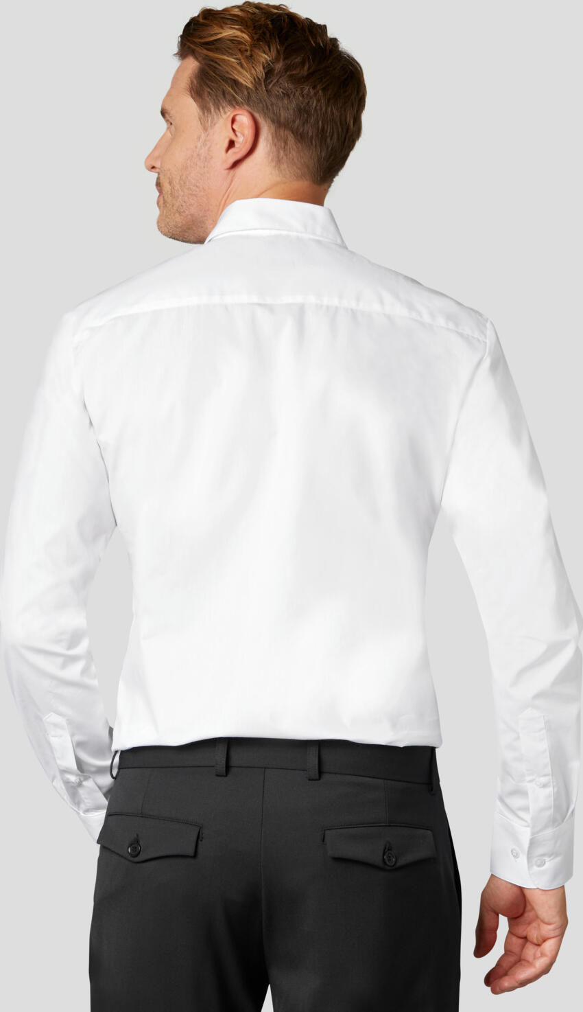 Jobeline Noah Men's Long Sleeve Work Shirt, White Regular Fit, Kent Collar, Concealed Placket, Easy-Care Cotton Polyester Blend, OEKO-TEX Certified