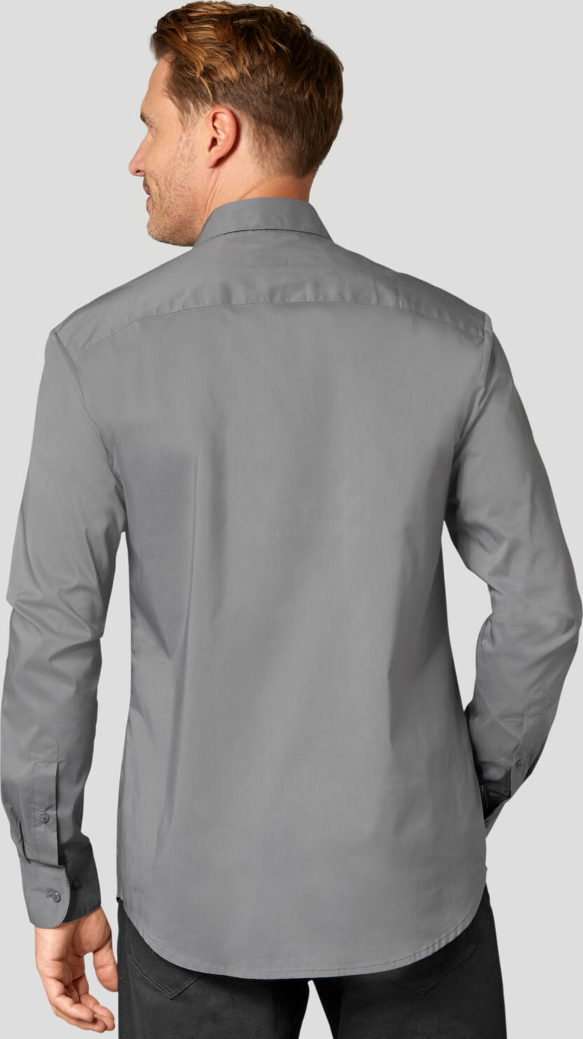 Jobeline Noah Men's Long Sleeve Shirt, Grey, Kent Collar, Concealed Placket, Easy-Iron Cotton-Polyester Blend, OEKO-TEX Certified