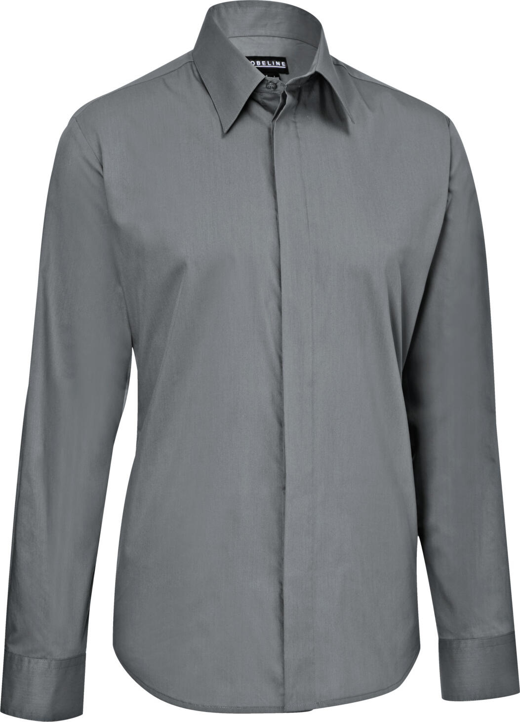 Jobeline Noah Men's Long Sleeve Shirt, Grey, Kent Collar, Concealed Placket, Easy-Iron Cotton-Polyester Blend, OEKO-TEX Certified
