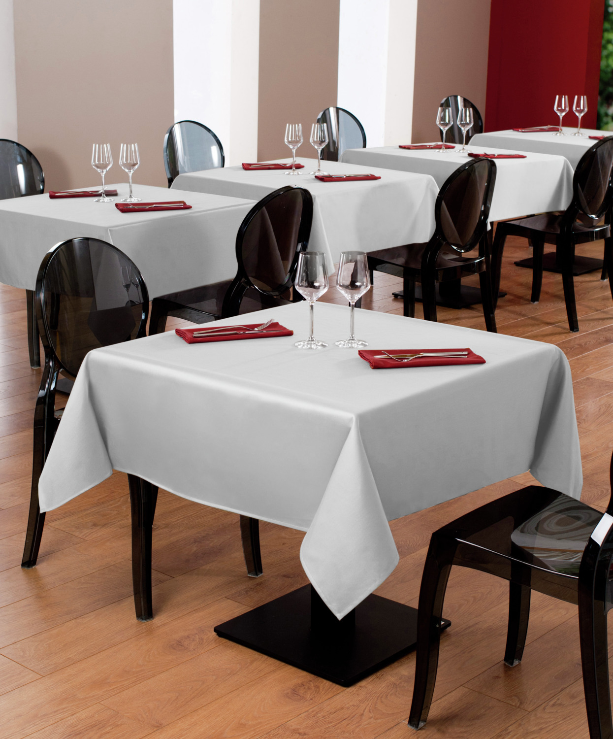 Servete din material Pulsiva Oblia, Set de 48 piese, 40x40 cm, Alb, Material Mixt Durabil (52% Poliester, 48% Bumbac), Ușor de Căltrit și Uscare Rapidă