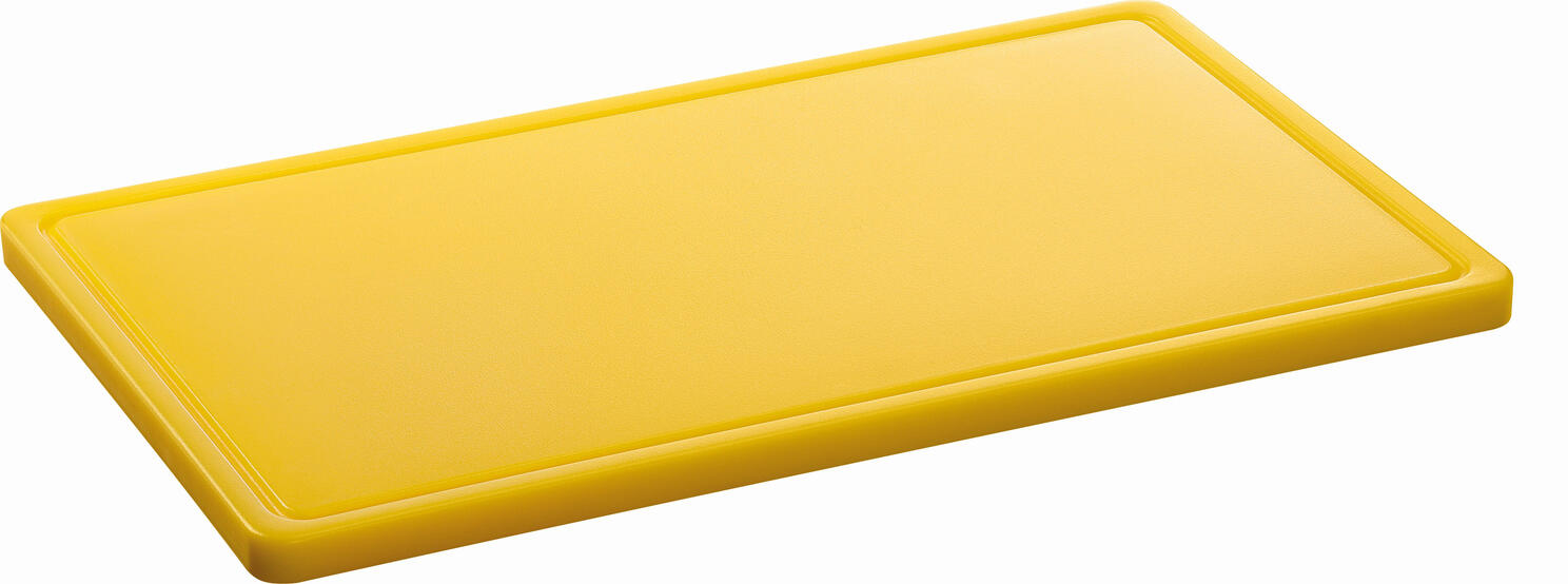 Bartscher Cutting board PRO, Yellow, Hard Polyethylene, 53x32.5x2.4 cm, HACCP Compliant, Dishwasher Safe, Non-slip with Rubber Feet, Impact and Cut Resistant