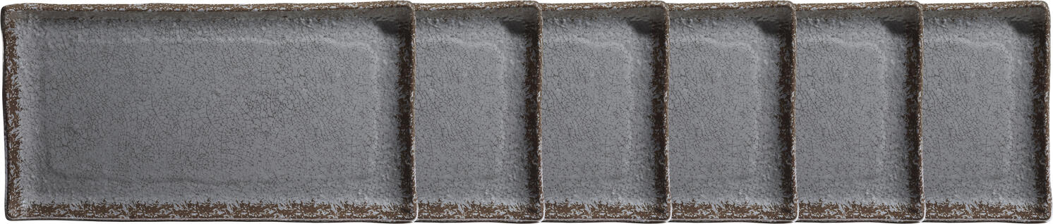 VEGA LUSINI Solutions GmbH Buffet platter Portage rectangular Buffetplatte Portage rechteckig Buffet platter Portage rectangular; GN 1/3, 32.5x17.6x2 cm (LxWxH); grey; 6 piece / pack Buffetplatte Portage rechteckig; GN 1/3, 32.5x17.6x2 cm (LxBxH); grau; 6 Stück / Pack Platter made of melamine with rim. Particularly durable due to high impact and break resistance. Application range between -30 °C to +70 °C. Stackable for space-saving storage. Dishwasher safe. Not cut resistant. Platte aus Melamin mit Rand. Besonders langlebig durch hohe Stoß- und Bruchfestigkeit. Einsatzbereich zwischen -30 °C bis +70 °C. Stapelbar für eine platzsparende Aufbewahrung. Spülmaschinenfest. Nicht schnittfest.