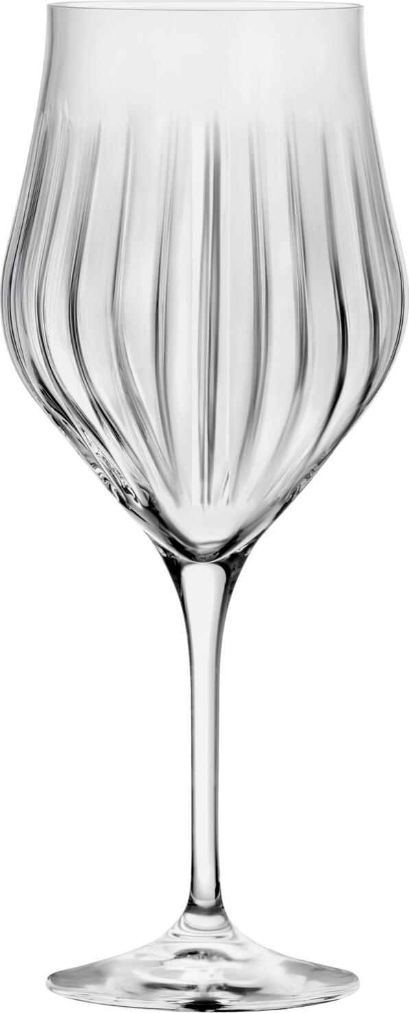 Set de 6 piese Pahare de vin rosu RCR Timeless, Sticla de cristal, Forma bulbous, Design cu caneluri verticale, 650 ml, 24.5 cm, Transparent