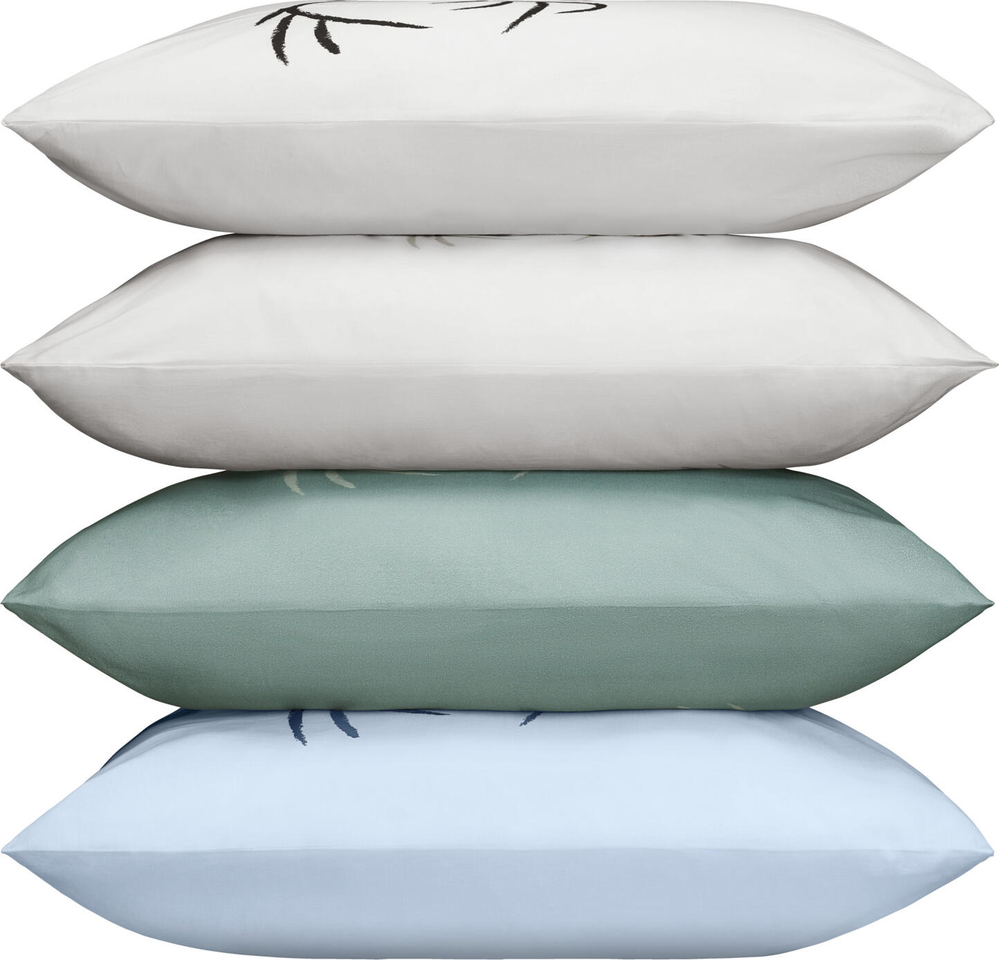 LUSINI Hirschegg Pillow Cover, 100% Cotton Percale, 60x80 cm, Printed Deer Design, Sage/Beige, Breathable, Easy Iron, Skin-Friendly, Durable Zipper