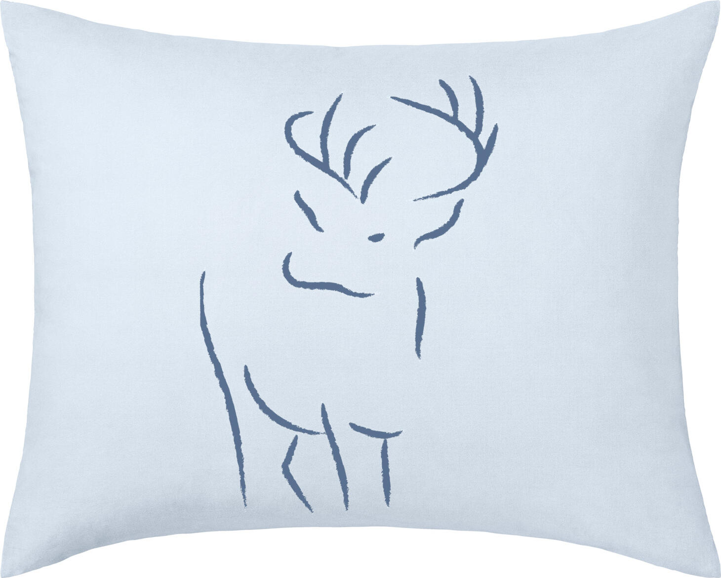 LUSINI Hirschegg Pillow Cover, 100% Cotton Percale, 60x80 cm, Printed Deer Design, Sage/Beige, Breathable, Easy Iron, Skin-Friendly, Durable Zipper
