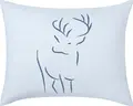 LUSINI Hirschegg Pillow Cover, 100% Cotton Percale, 60x80 cm, Printed Deer Design, Sage/Beige, Breathable, Easy Iron, Skin-Friendly, Durable Zipper