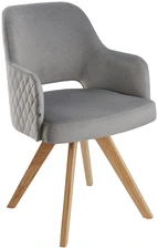 VEGA LUSINI Solutions GmbH Swivel chair Twist velvet Drehstuhl Twist Samt Swivel chair Twist velvet; 46x47x85 cm (WxDxH); seat grey, base oak Drehstuhl Twist Samt; 46x47x85 cm (BxTxH); Sitz grau, Gestell eiche Functional swivel chair with an oak frame and upholstery featuring a subtle woven texture. The backrest is embellished with diamond-patterned quilting. Integrated swivel mechanism; the seat shell can be swivelled up to 90° on both sides. With a return mechanism – the chair automatically rotates back to its original position. Flame-retardant upholstery. Suitable for indoor use only. Supplied fully assembled, including plastic glides. Funktionaler Drehstuhl mit einem Gestell aus Eichenholz und einem Bezug mit dezenter Webstruktur. Der Rücken wird von einer Absteppung im Rautenmuster verziert. Integrierter Drehmechanismus, Sitzschale auf beiden Seiten bis zu jeweils 90° beweglich. Mit Rückstellmechanismus - Stuhl dreht sich automatisch wieder in die Ausgangsposition zurück. Feuerhemmender Bezug. Nur für den Innenbereich geeignet. Lieferung erfolgt montiert, inkl. Kunststoffgleiter. Der Drehstuhl ist FSC™-zertifiziert. LUSINI ist davon überzeugt, dass Wälder für unsere Zukunft unverzichtbar sind. Deshalb setzen wir uns für FSC™-zertifizierte Produkte ein (FSC™ N003150). So können wir Ihnen helfen, bessere Kaufentscheidungen zum Wohle unserer Wälder zu treffen. www.fsc.org