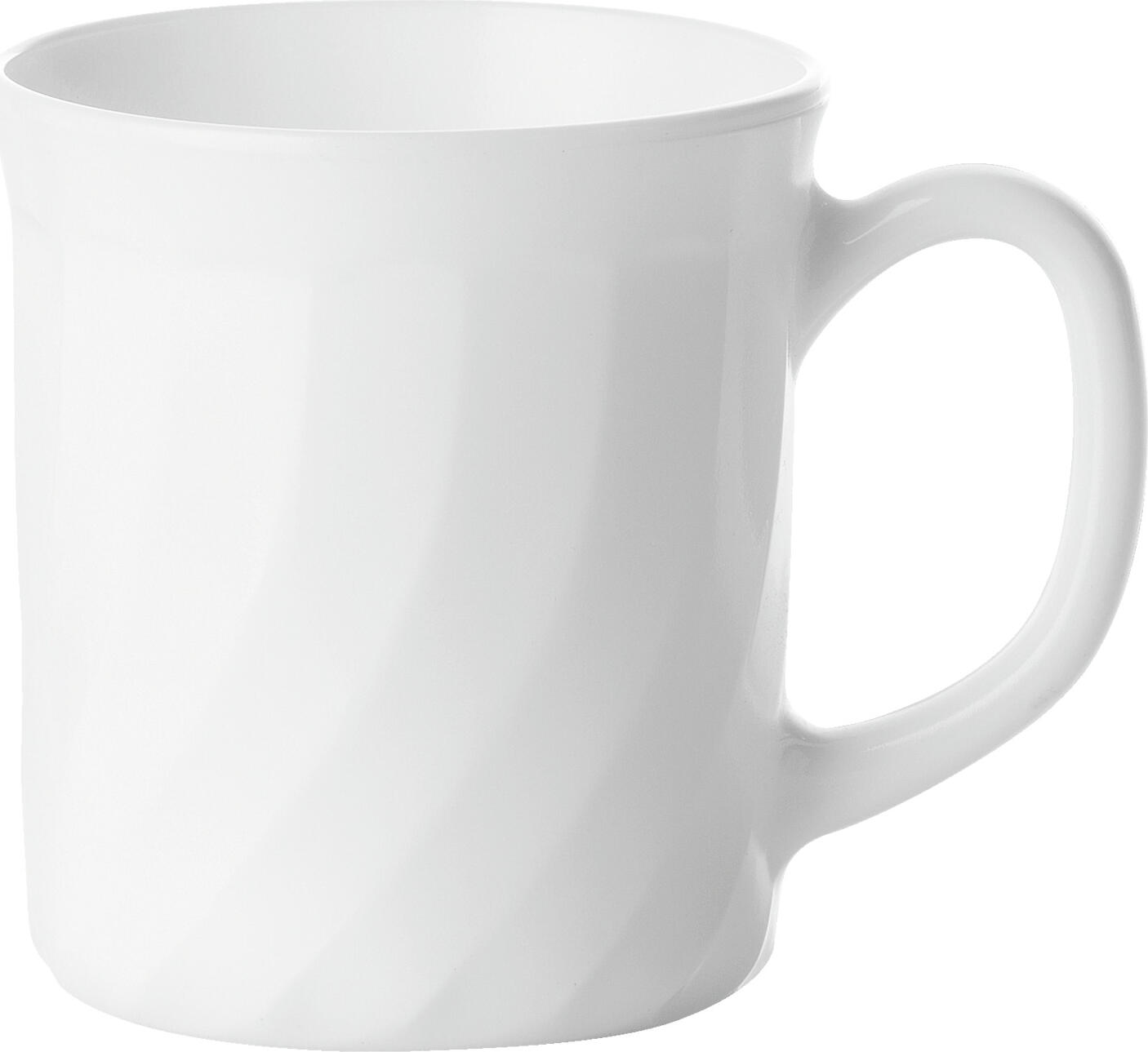 Arcoroc Trianon Coffee Mug Set of 6, 290ml White Tempered Opal Glass, Shock and Scratch Resistant, Stackable, Dishwasher and Microwave Safe