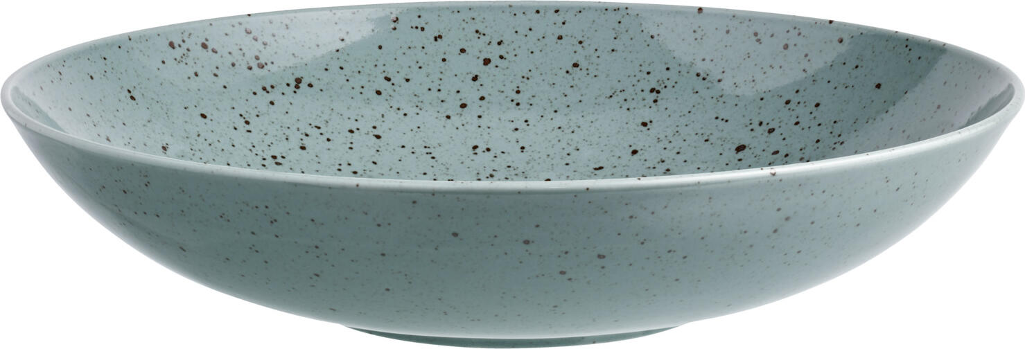 Vega Alessia Deep Plate Set of 6, Turquoise Speckled Porcelain, 23 cm Diameter, 700 ml Capacity, Microwave and Dishwasher Safe