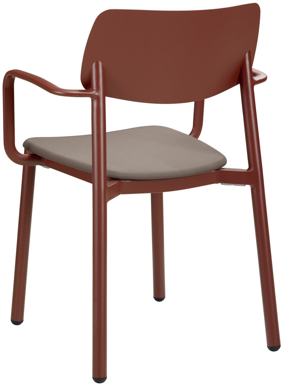 VEGA LUSINI Solutions GmbH Patio chair Punta with armrests Terrassenstuhl Punta mit Armlehne Patio chair Punta with armrests; 56x52.5x81 cm (WxDxH); seat taupe, base dark-red; 4 piece / pack Terrassenstuhl Punta mit Armlehne; 56x52.5x81 cm (BxTxH); Sitz taupe, Gestell dunkelrot; 4 Stück / Pack High-quality outdoor chair with armrests. Powder-coated aluminium frame and soft seat with textile upholstery. Ergonomically shaped backrest. Weatherproof, UV-resistant and stackable. Suitable for outdoor use. Plastic glides included. Supplied assembled. Order matching chair without armrests at the same time. Hochwertiger Outdoorstuhl mit Armlehne. Gestell aus pulverbeschichtetem Aluminium und weicher Sitzfläche mit Textilienbespannung. Ergonomisch geformte Rückenlehne. Wetterfest, UV-beständig und stapelbar. Für den Außenbereich geeignet. Inklusive Kunststoffgleiter. Lieferung erfolgt montiert. Passenden Stuhl ohne Armlehne gleich dazu bestellen.