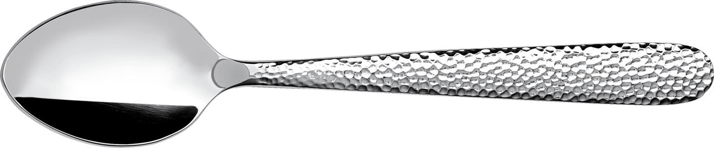 VEGA Martello Mocha Espresso Spoon Set of 12, 18/10 Stainless Steel, Mirror Polished, Hammered Relief Design, Silver, 11.7 cm