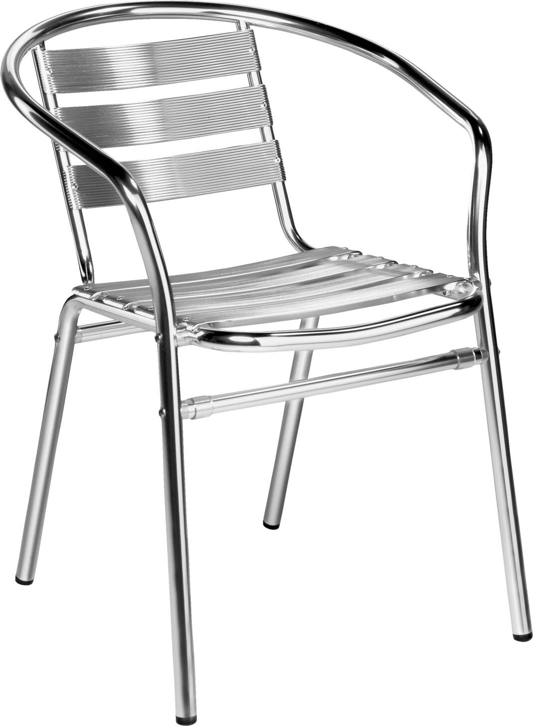 PULSIVA LUSINI Limona Outdoor Bistro Chair Set of 4 with Armrests, Polished Aluminium, 53 x 57 x 73 cm, Stackable, Weatherproof, UV-resistant, Silver
