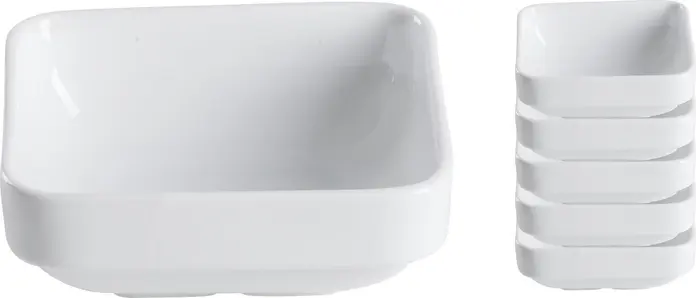 PULSIVA Bowl Multi Set of 6, White Porcelain Serving Bowls, 330 ml, Stackable with Condensation Drain Gutter, Microwave and Dishwasher Safe