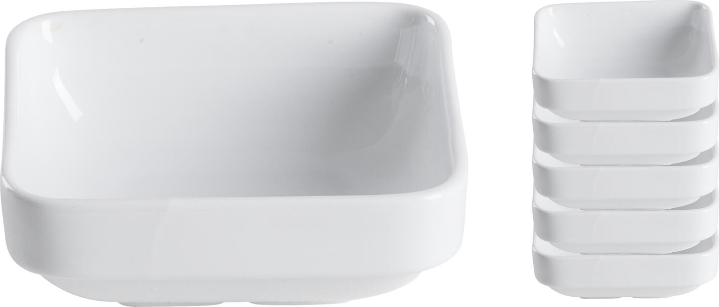 PULSIVA Bowl Multi Set of 6, White Porcelain Serving Bowls, 330 ml, Stackable with Condensation Drain Gutter, Microwave and Dishwasher Safe