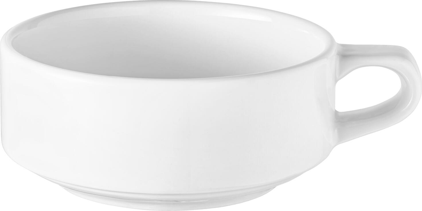 VEGA Porcelain Tea Cup Base Set of 6, 200ml White, 10x4.6cm, Dishwasher, Microwave and Oven Safe, Stackable and Robust