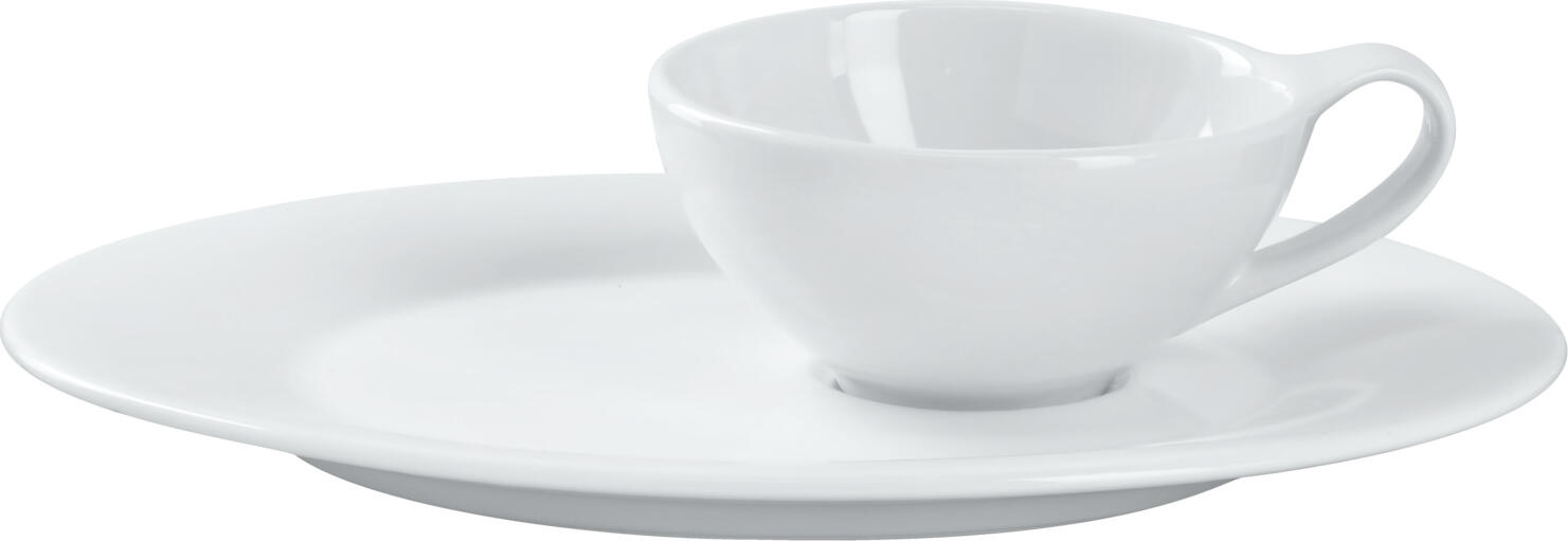 Set de 6 farfurii LUSINI Pallais Combi, porțelan alb, formă ovală, 23.5 x 19 cm, rezistente la mașina de spălat vase și cuptor cu microunde