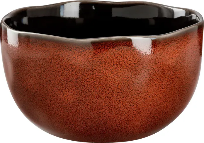Vega Oriento Stoneware Bowl Set of 6, Hand-Painted Terracotta Orange, 950ml, 15cm Diameter, Dishwasher and Microwave Safe